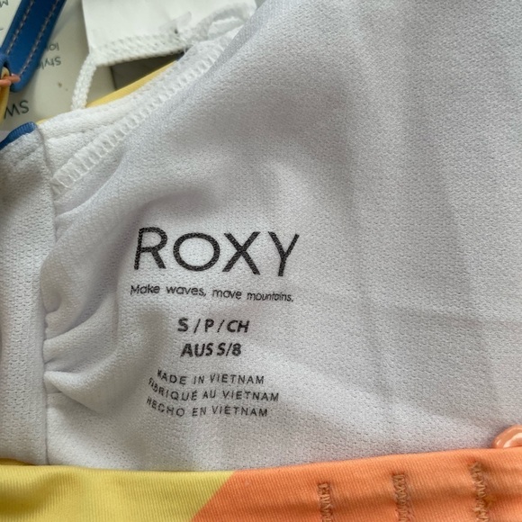 Roxy Pop Surf bralette bikini top bra Junior S boho color block coastal granny - Picture 11 of 12